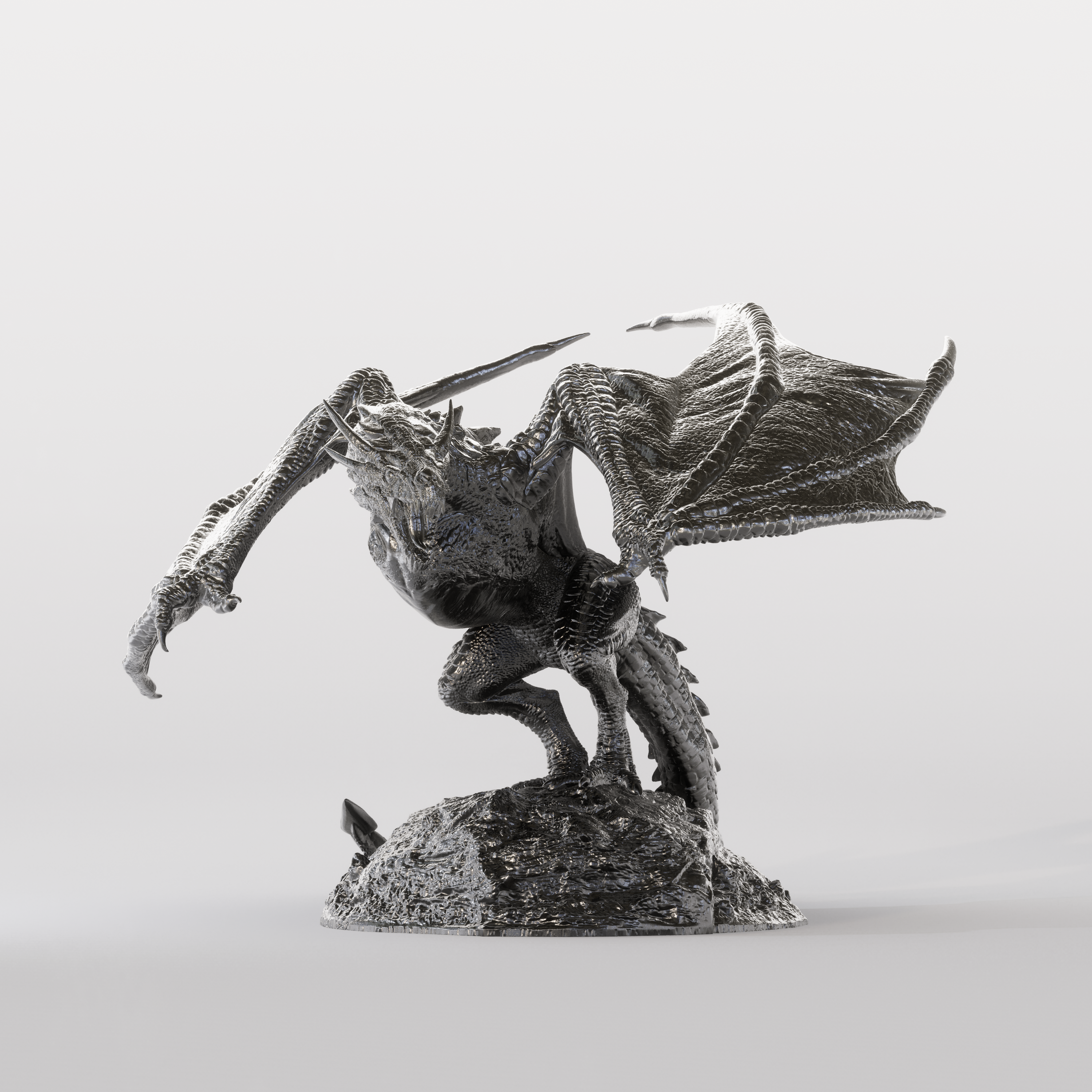 Wyvern XL Collectible Dragon Silver Statue – SilverStatues.com