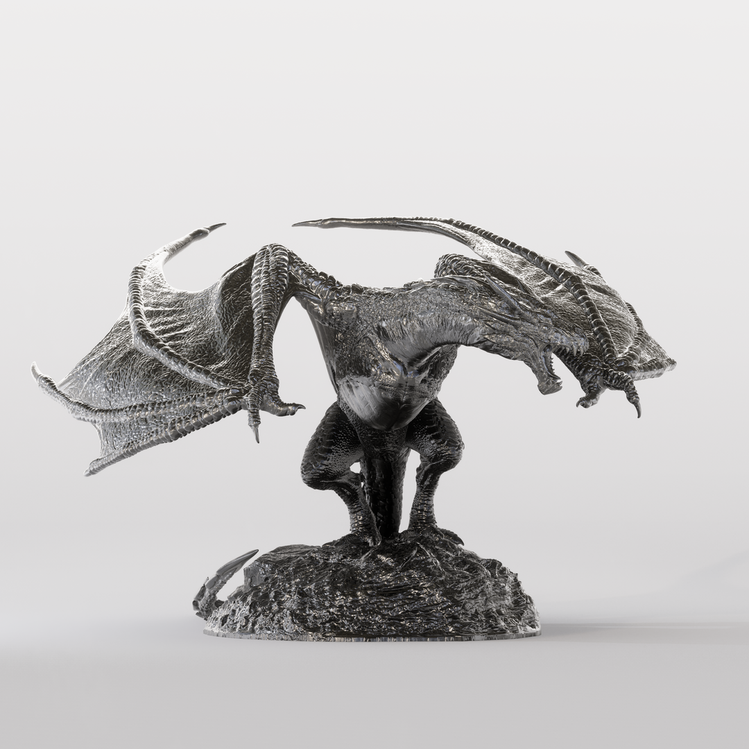 Wyvern XL Collectible Dragon Silver Statue – SilverStatues.com