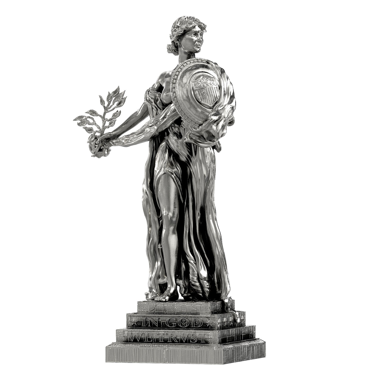 Coin Stack Statue Standing Liberty Coin - Collectible Silver Statue – SilverStatues.com